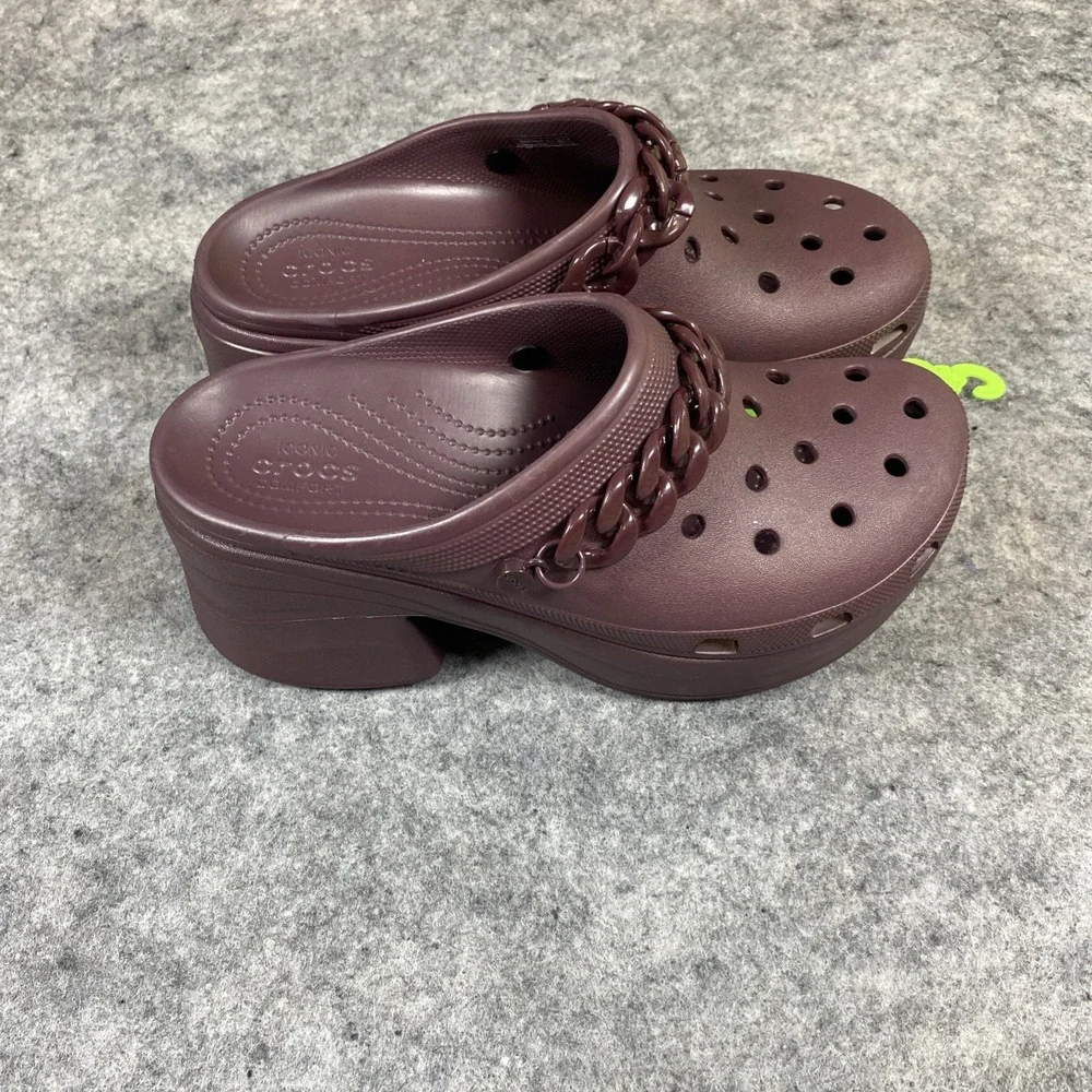 CROCS Siren Dark‎ Cherry Chain Clog Heel W 12 M 10 Comfort Platform Waterproof